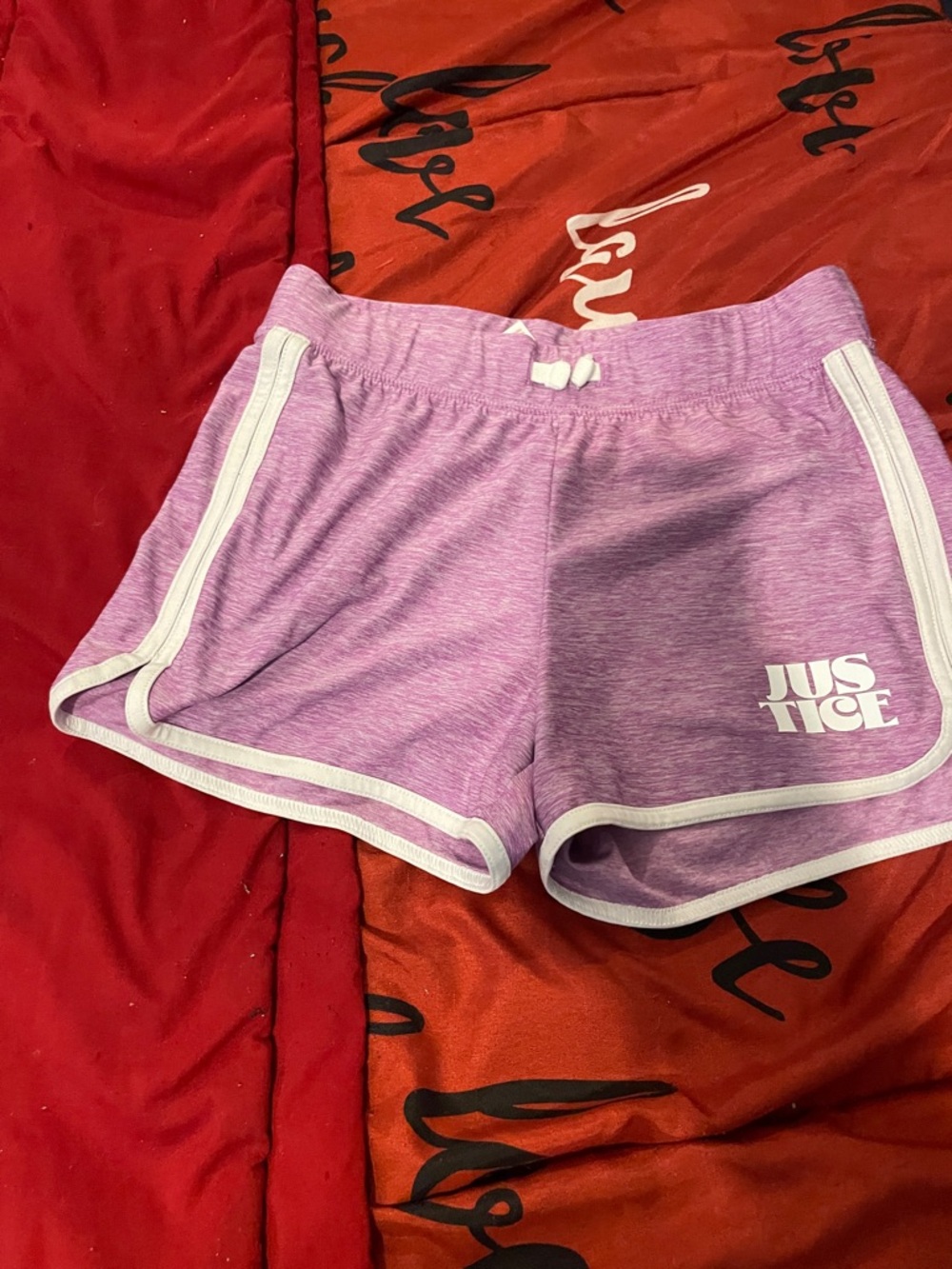 Justice Lavender Athletic Shorts with White Trim